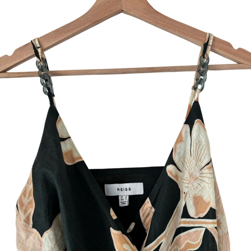 🛑SOLD🛑 REISS Alice Fitted Floral Print Midi Dress in Khaki Size 4 - Picture 6 of 12